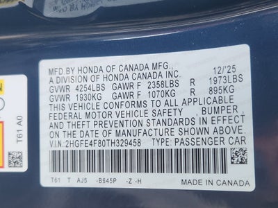 2026 Honda Civic Sedan Hybrid Sport Touring