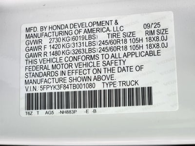 2025 Honda Ridgeline RTL