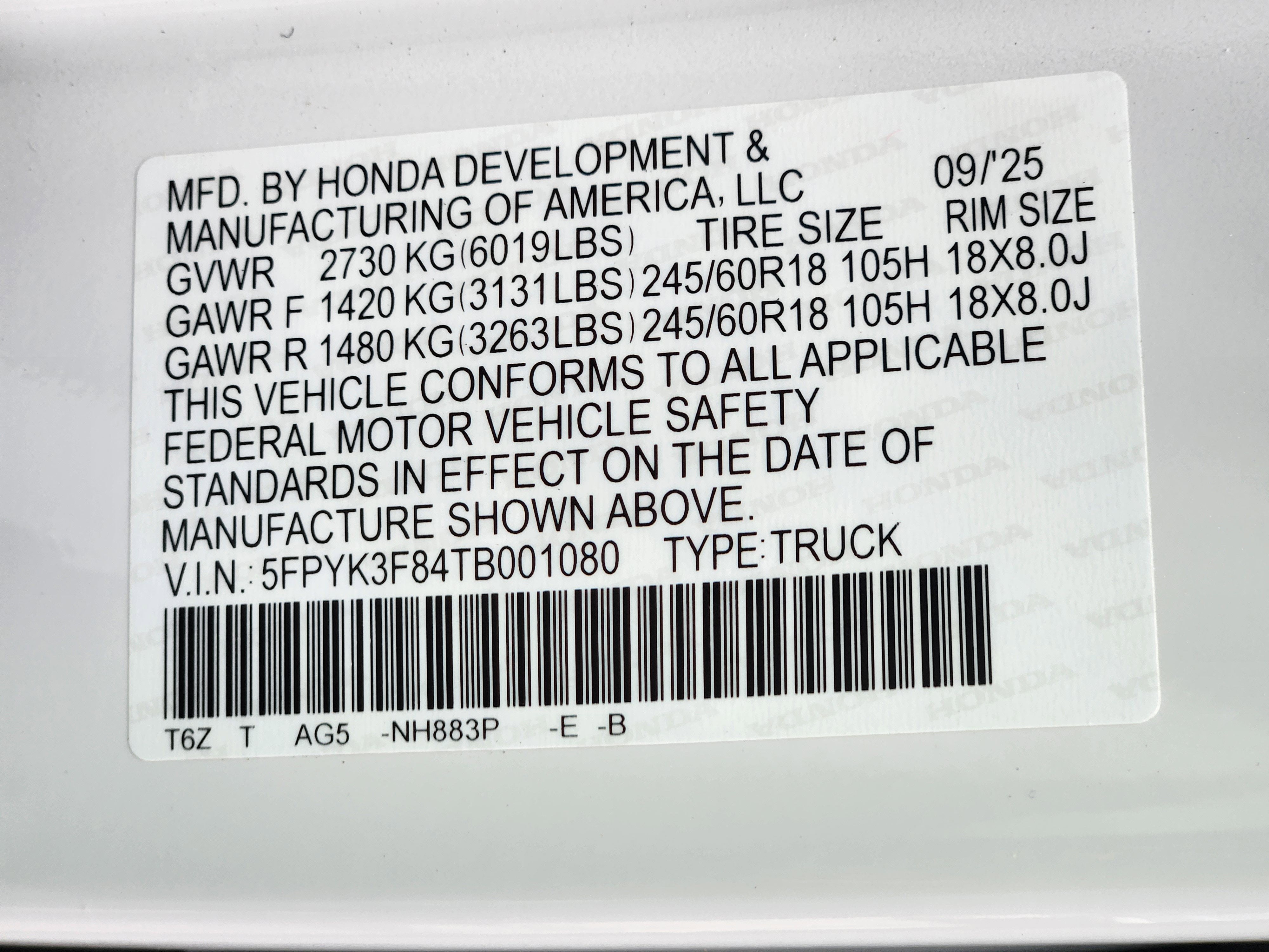 2025 Honda Ridgeline RTL